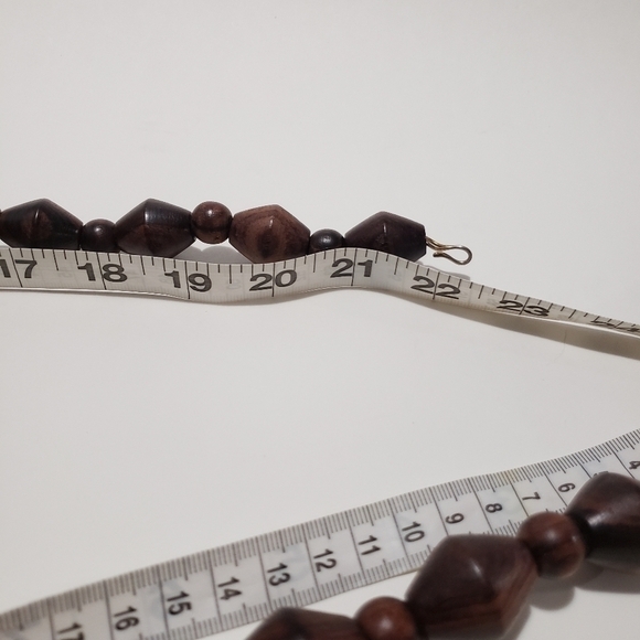 Vintage Chunky Wooden and Brass Statement Necklace - Picture 12 of 12